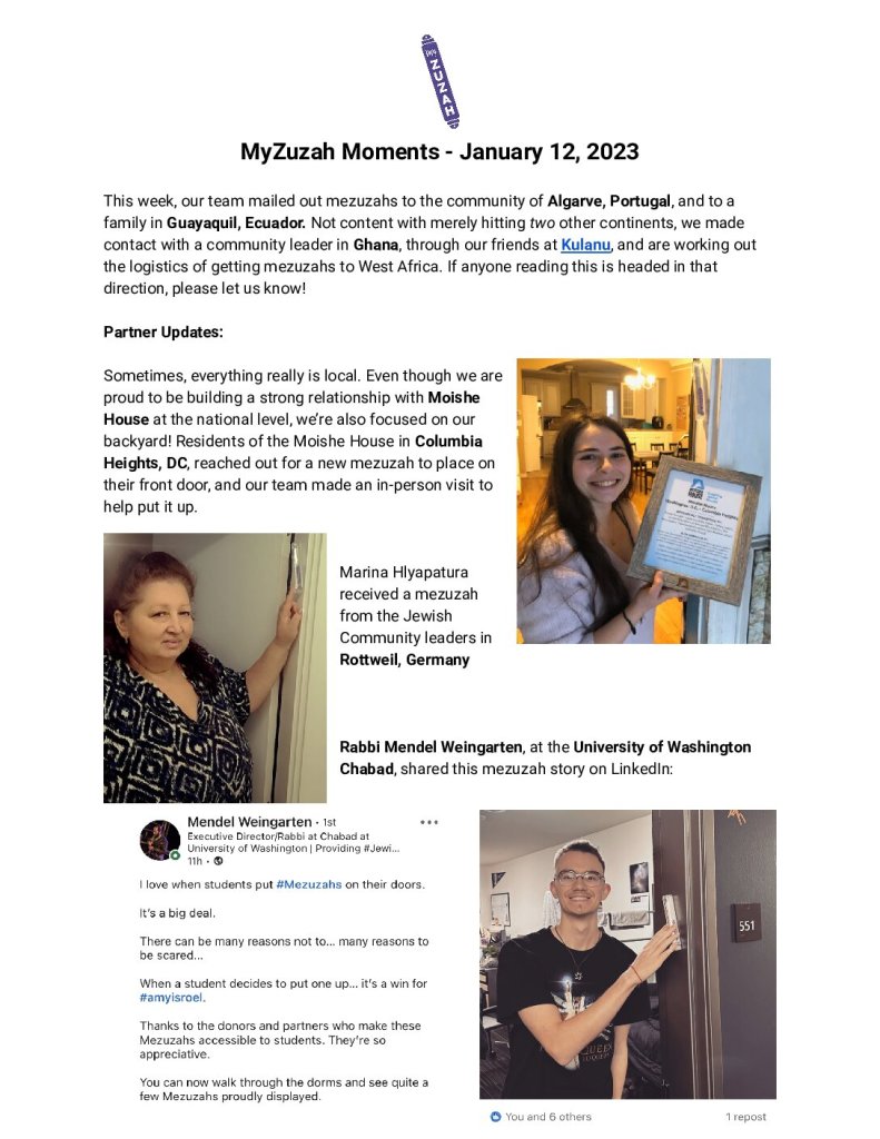 thumbnail of MyZuzah Moments – January 12, 2023